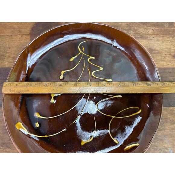 Pied Potter Rick Hamelin Redware Pottery Slipware Christmas Tree Motif Plate - Picture 10 of 12